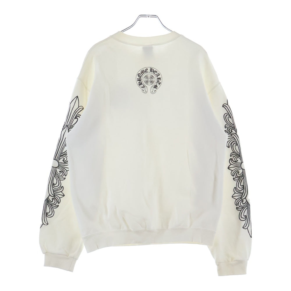 CHROME HEARTS(クロムハーツ) OLD SWTSHRT 袖フローラルクルーネック スウェット ホワイト