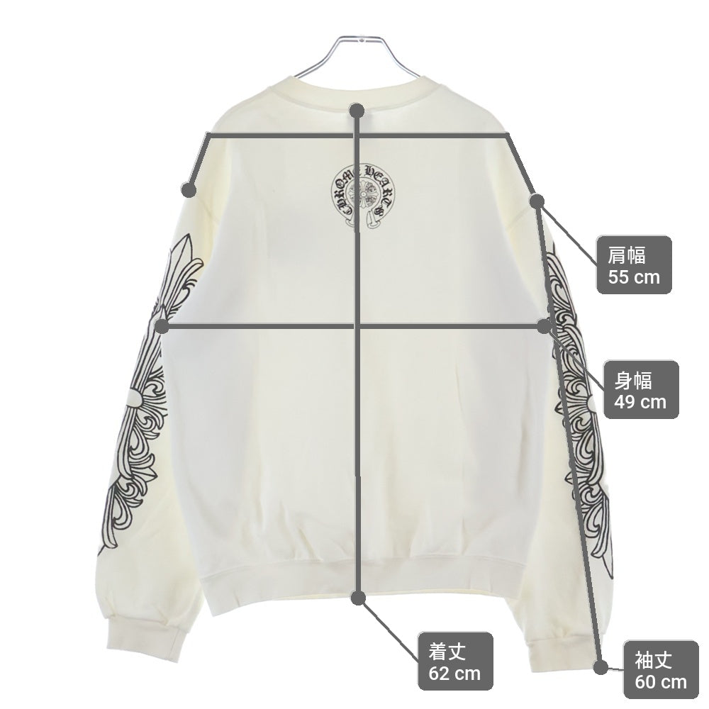 CHROME HEARTS(クロムハーツ) OLD SWTSHRT 袖フローラルクルーネック スウェット ホワイト
