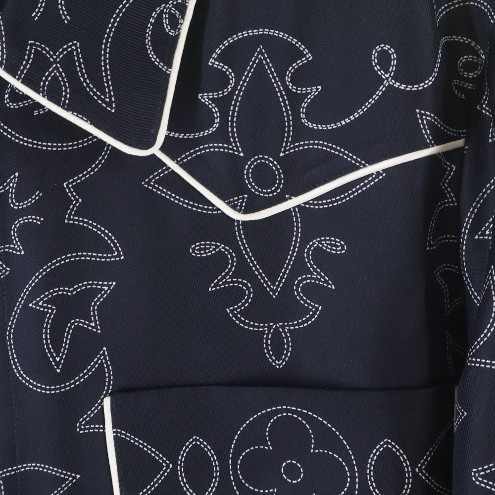 LOUIS VUITTON(ルイヴィトン) 24AW モノグラムプリントデザイン 胸ポケット シルク 長袖シャツ ブラック RM242M MRR HRS80W