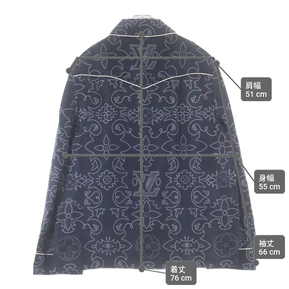 LOUIS VUITTON(ルイヴィトン) 24AW モノグラムプリントデザイン 胸ポケット シルク 長袖シャツ ブラック RM242M MRR HRS80W