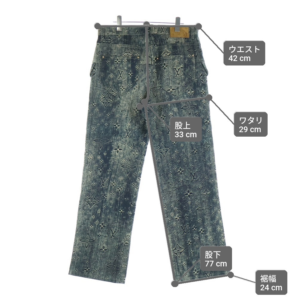 LOUIS VUITTON(ルイヴィトン) 23SS モノグラム ウォッシュ加工 デニムパンツ グレー RM2319 TC6 HOD02W