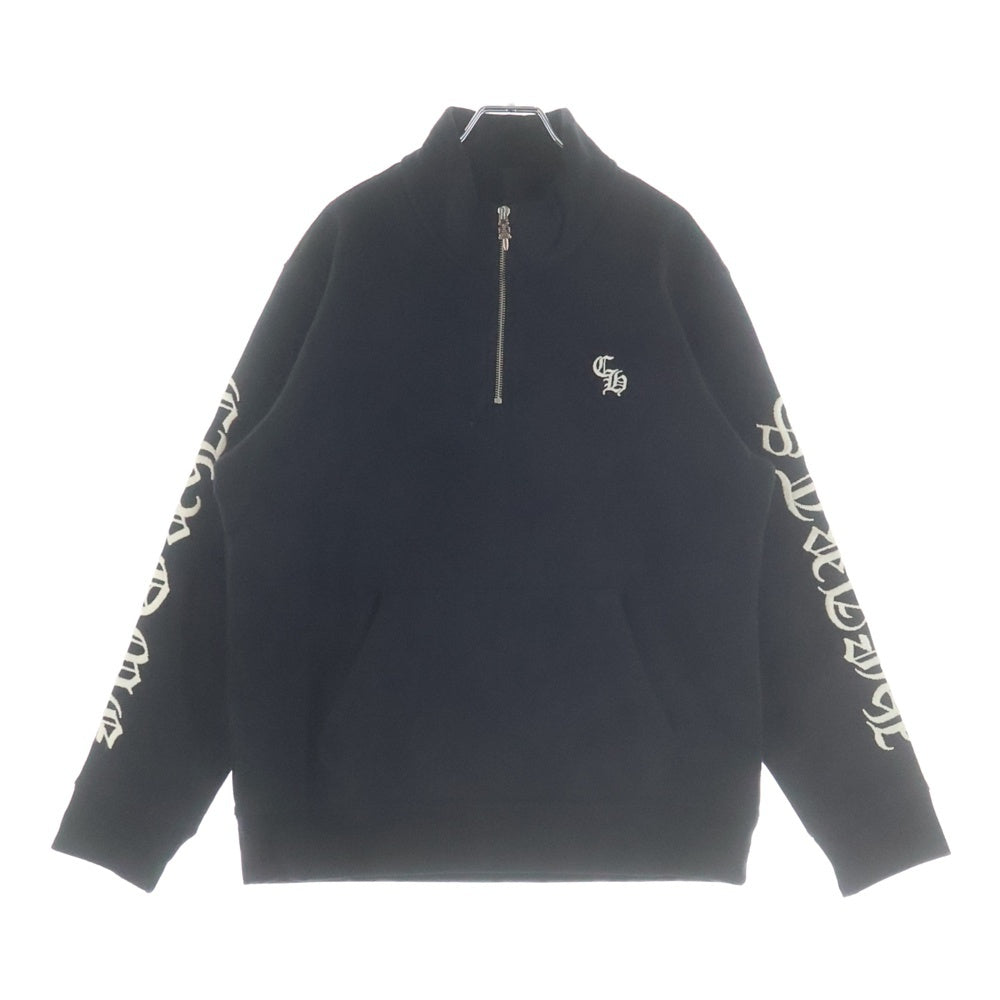 CHROME HEARTS(クロムハーツ) Y NOT SLO RIDE ロゴ刺繍 ハーフジップスウェット トレーナー ブラック