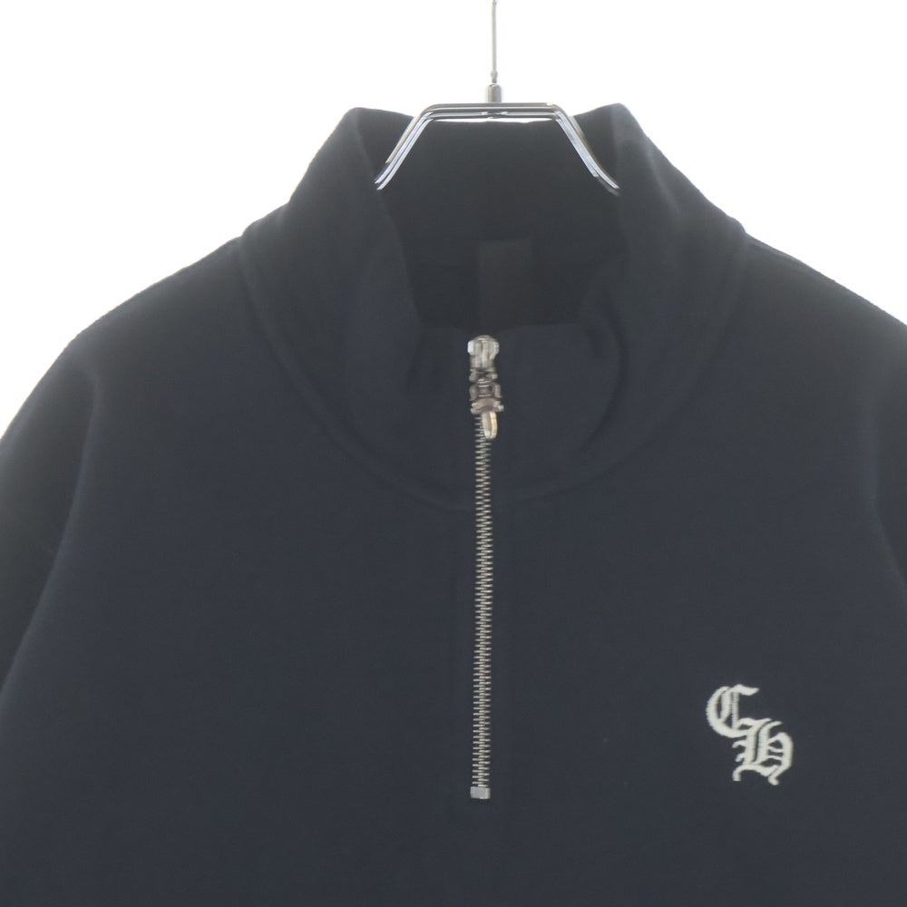 CHROME HEARTS(クロムハーツ) Y NOT SLO RIDE ロゴ刺繍 ハーフジップスウェット トレーナー ブラック