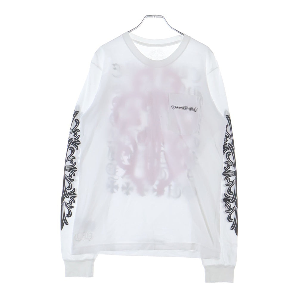 CHROME HEARTS(クロムハーツ) Vine Dagger ヴァインダガー アームフローラル 長袖Tシャツ カットソー ホワイト