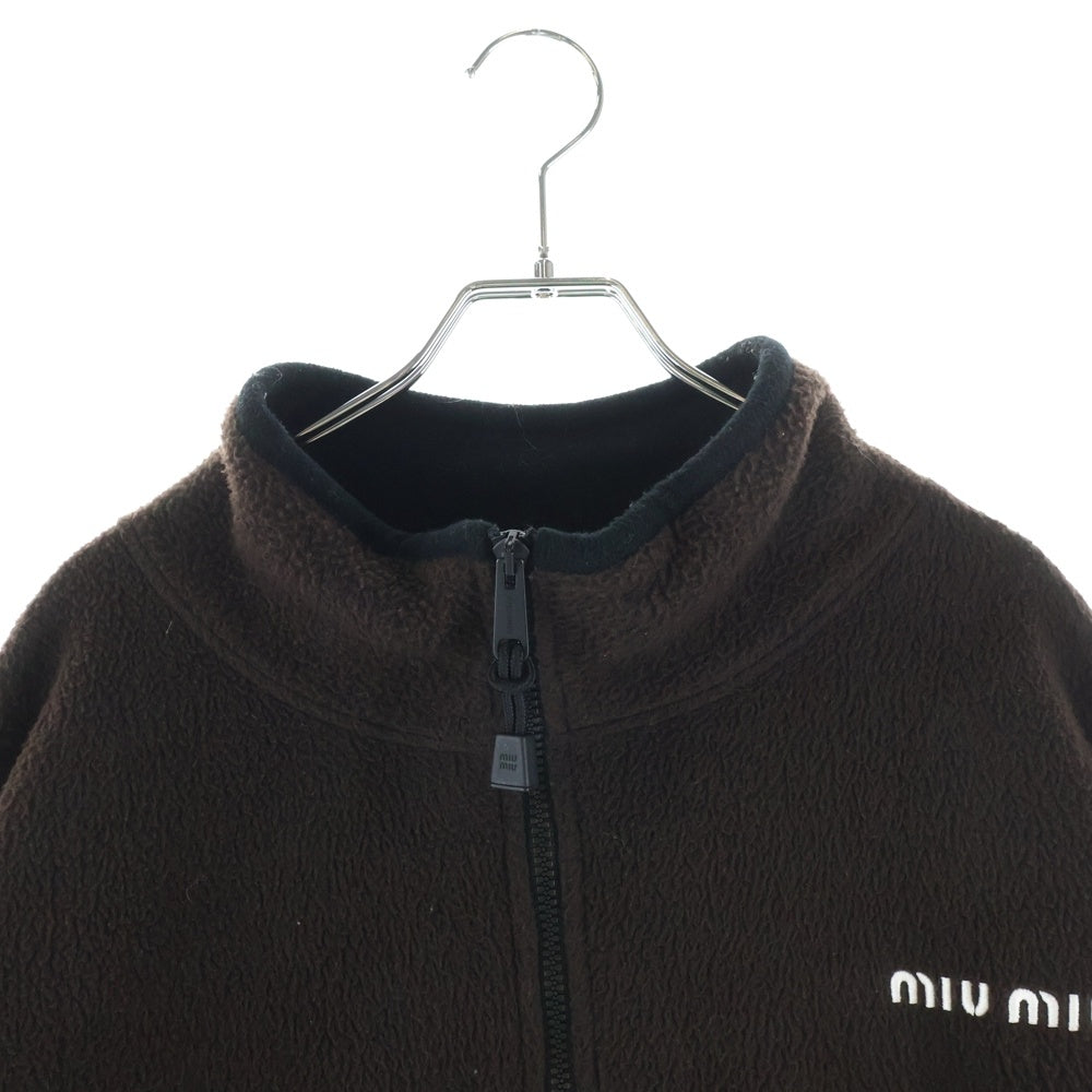 miumiu(ミュウミュウ) ロゴ刺繍 ドローコード フリースジャケット ブラウン MJL042