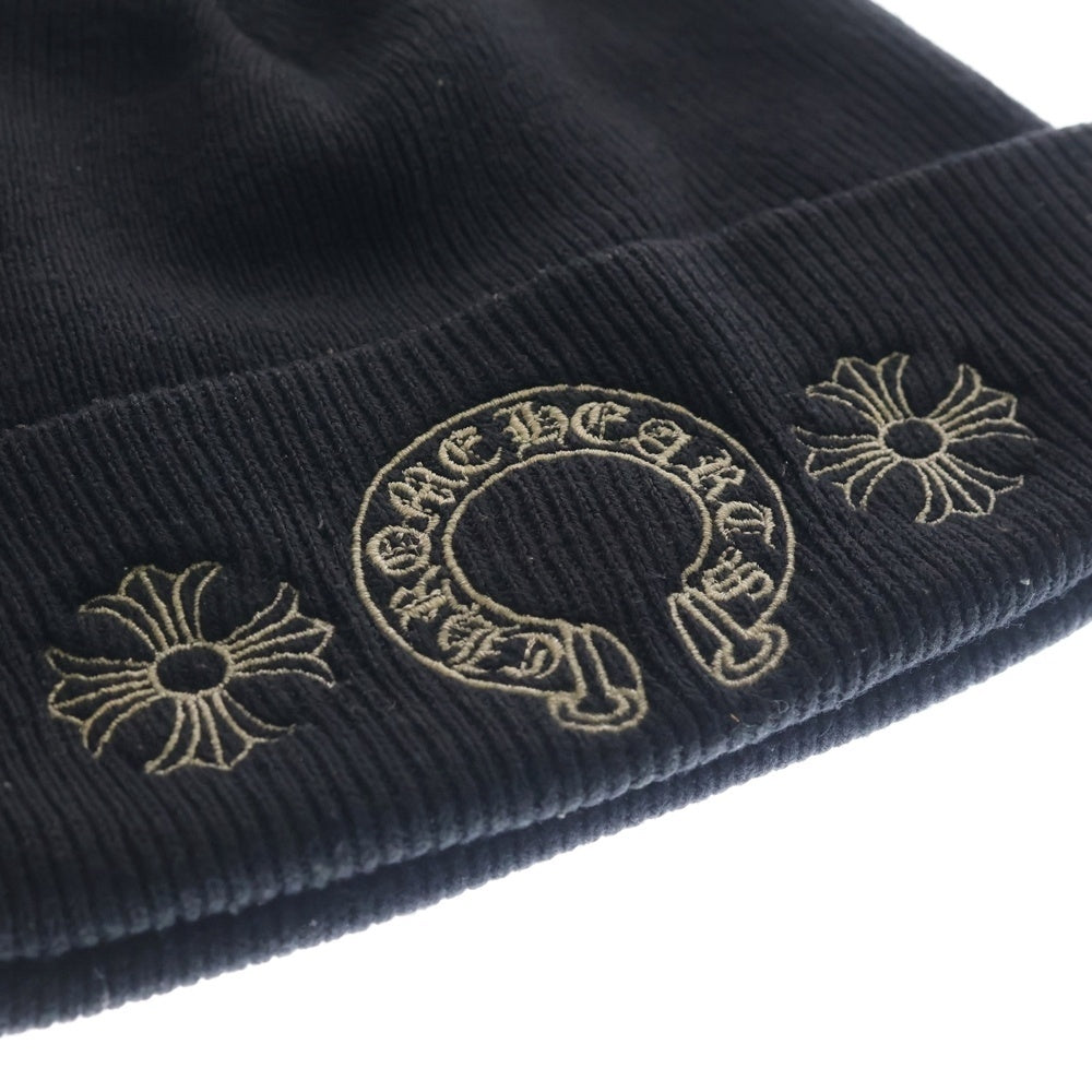 CHROME HEARTS(クロムハーツ) WOOL WATCH CAP CHプラス ホースシュー エンブロイダリー ウールビーニー ニットキャップ ニット帽 ブラック