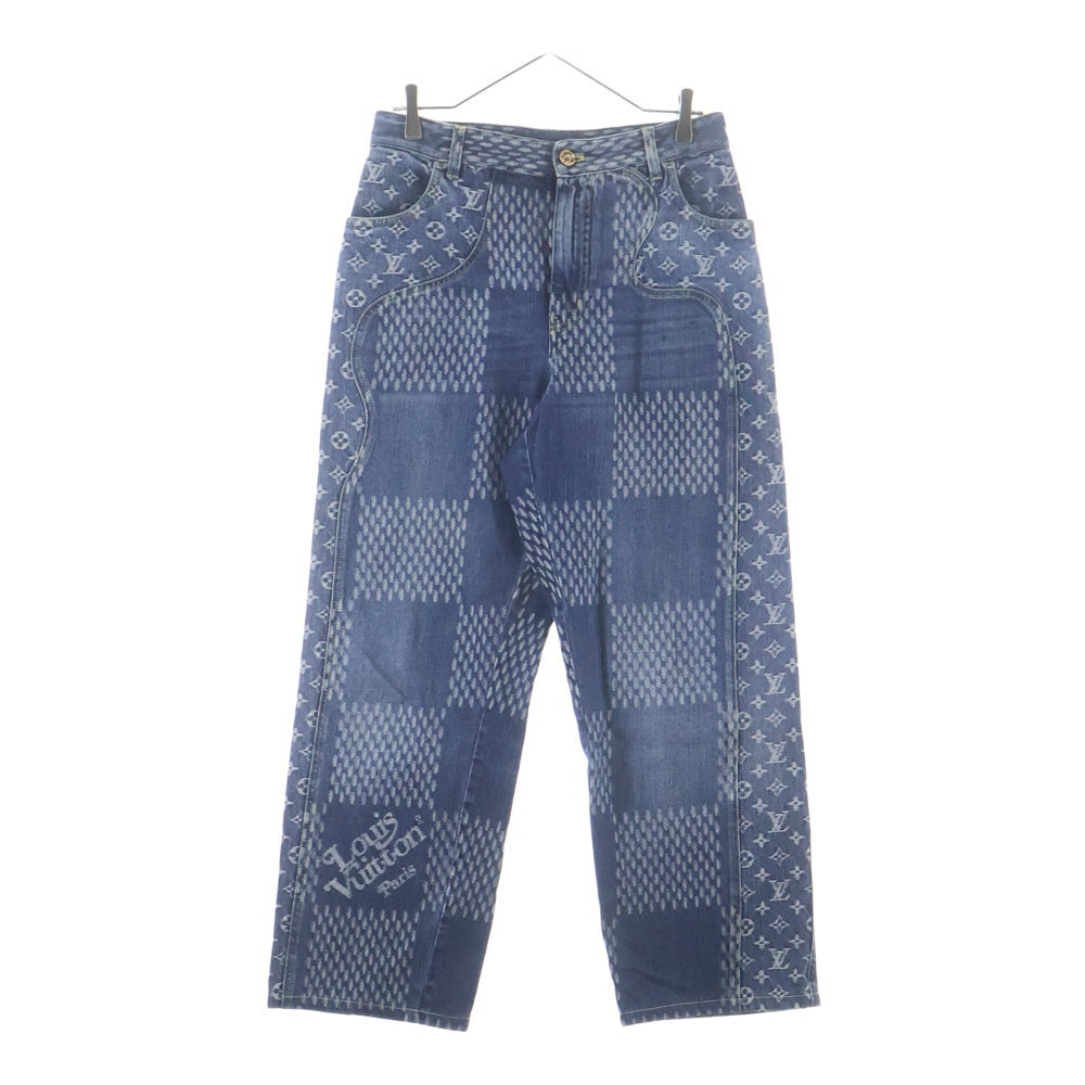 LOUIS VUITTON(ルイヴィトン) 20AW ×NIGO ×ニゴ ジャイアントダミエウェーブ モノグラム デニムパンツ インディゴ HJD10WUZC