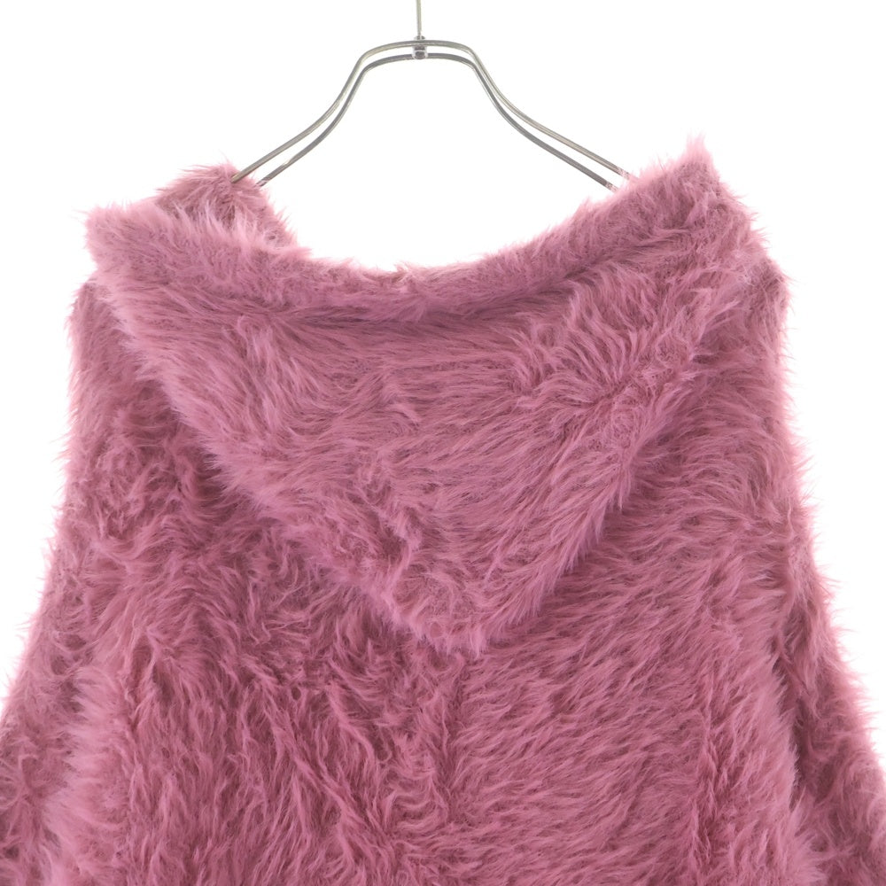 THUG CLUB(サグクラブ) 24AW フェイクファー シャギージップアップパーカー フーディー ピンク TC24KN1002