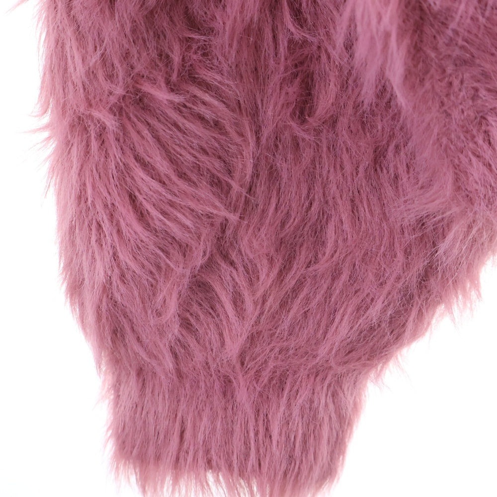 THUG CLUB(サグクラブ) 24AW フェイクファー シャギージップアップパーカー フーディー ピンク TC24KN1002