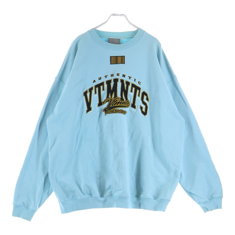 VETEMENTS(ヴェトモン) カレッジロゴ クルーネックスウェット トレーナー ブルー VL12TR160X