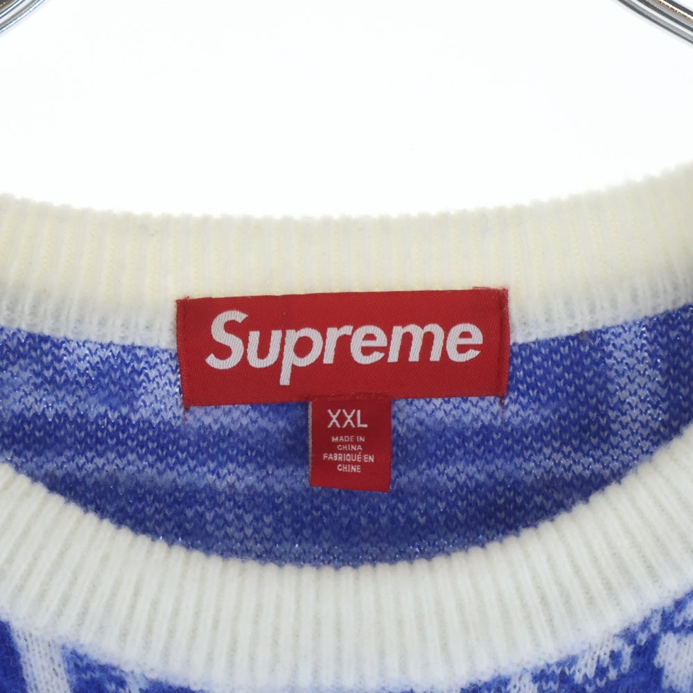 SUPREME(シュプリーム) 25SS Money Sweater 総柄マネーモチーフ クルーネック長袖ニットセーター ブルー/ホワイト