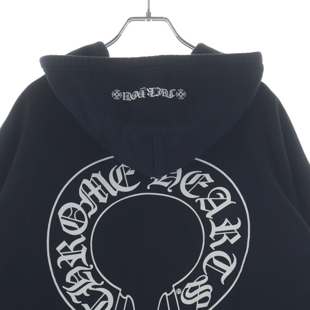 CHROME HEARTS(クロムハーツ) SWTSHRT HD ZIP 袖フローラル バックホースシュープリント 裏地サーマル ジップアップパーカー ブラック