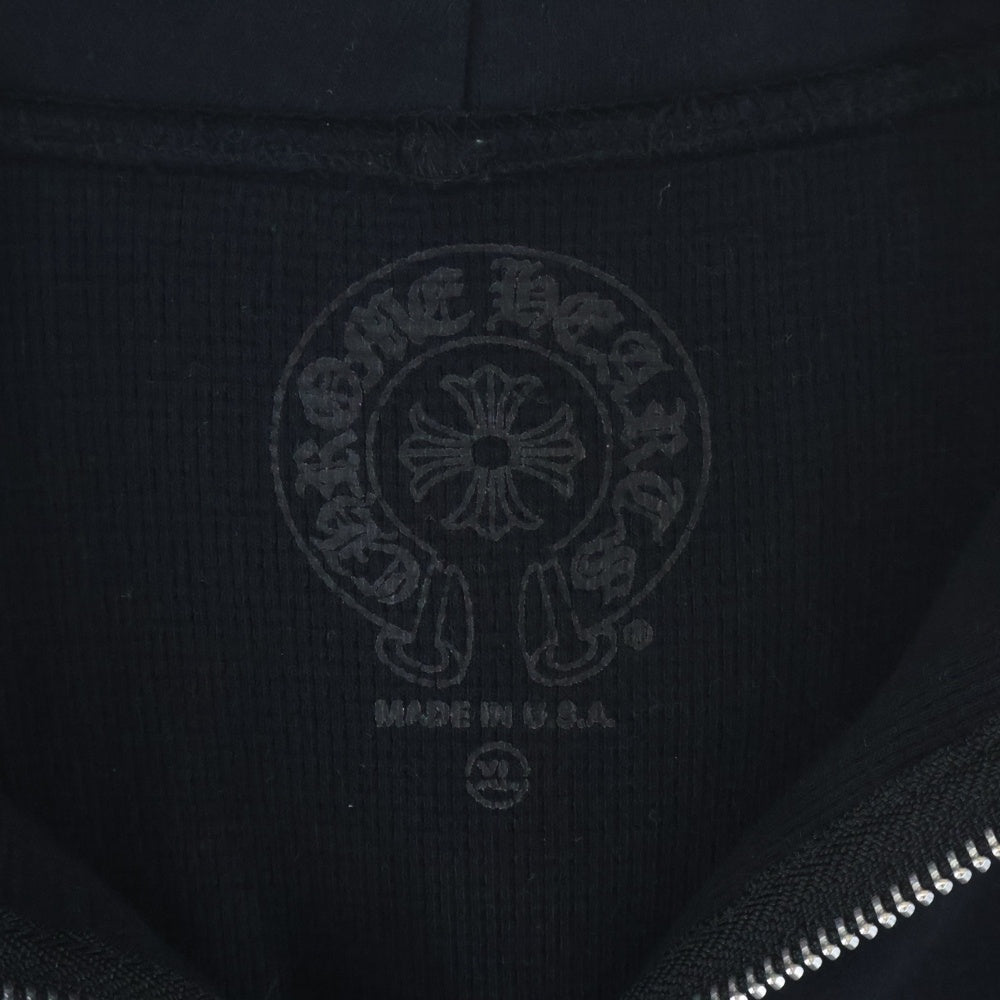 CHROME HEARTS(クロムハーツ) SWTSHRT HD ZIP 袖フローラル バックホースシュープリント 裏地サーマル ジップアップパーカー ブラック