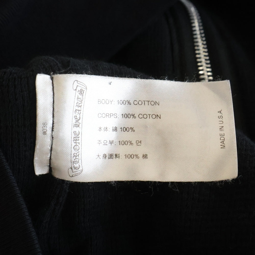 CHROME HEARTS(クロムハーツ) SWTSHRT HD ZIP 袖フローラル バックホースシュープリント 裏地サーマル ジップアップパーカー ブラック