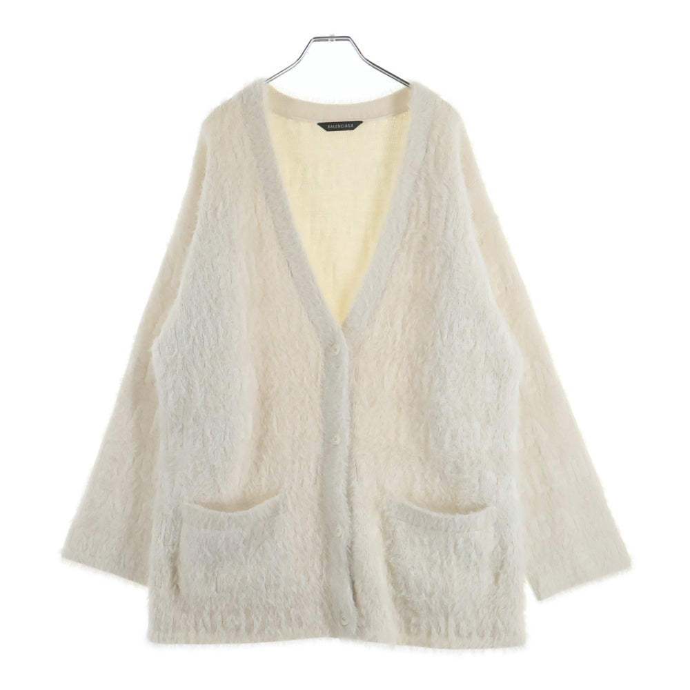 BALENCIAGA(バレンシアガ) ロゴ総柄 Vネックカーディガン ニット ホワイト 769146