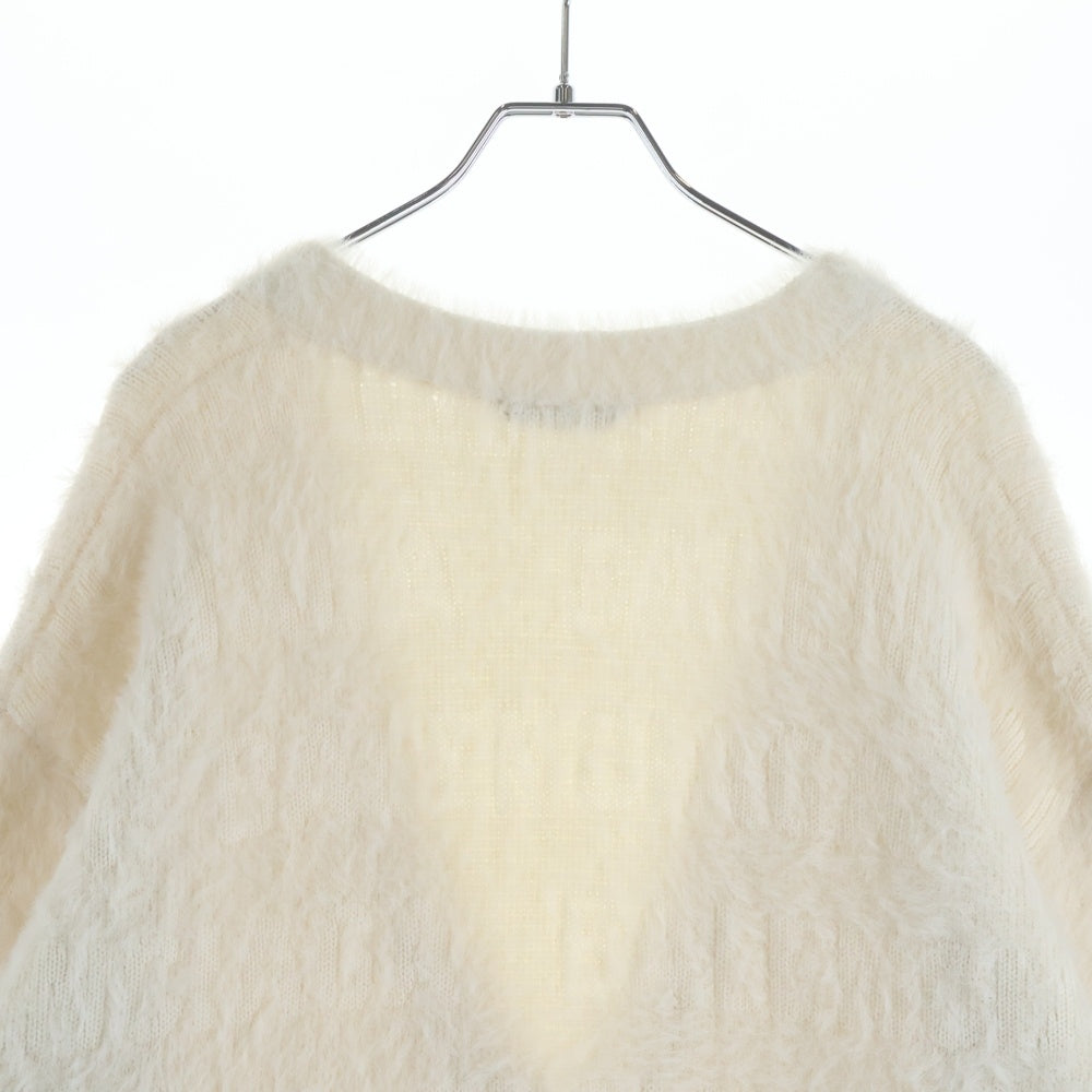 BALENCIAGA(バレンシアガ) ロゴ総柄 Vネックカーディガン ニット ホワイト 769146