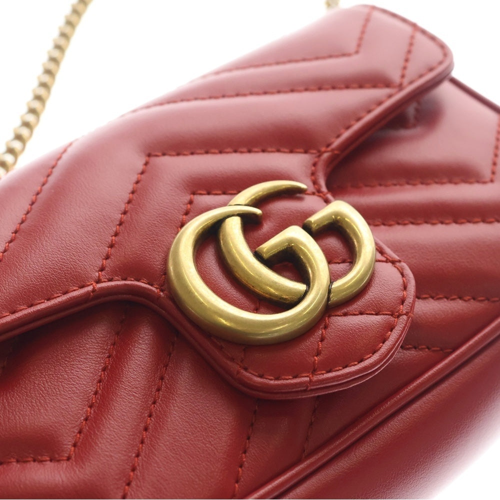 GUCCI(グッチ) GGマーモント チェーン ショルダーバッグ レッド 476433 レディース