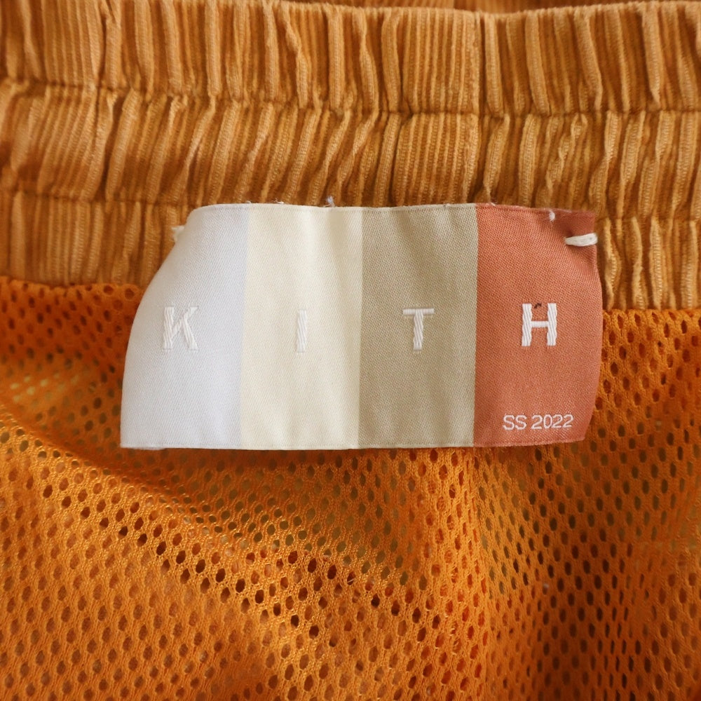 KITH(キス) 22SS MIXED MICRO CORD TURBO SHORTS ミックスド マイクロ コード ターボ ショートパンツ オレンジ KHM060131