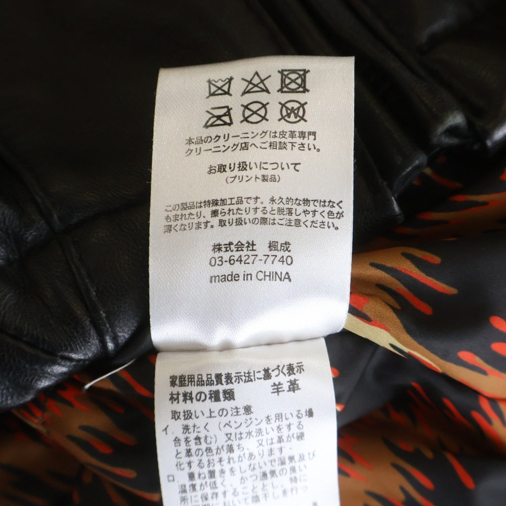 EVISEN SKATEBOARD(エビセン スケートボード) マルチポケット レザー ジップアップ ダウンジャケット ブラック