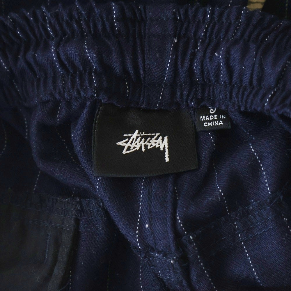 STUSSY ステューシー ×CDG シーディージー ロゴデザイン ドローストリング ストライプ イージーパンツ ネイビー 316058 STUSSY(ステューシー) ×CDG シーディージー ロゴデザイン ドロー