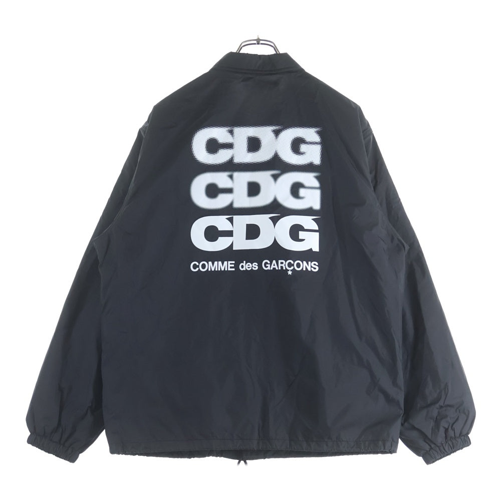 COMME des GARCONS CDG(コムデギャルソン シーディージー) バックロゴデザイン ダブルポケット ナイロン コーチジャケット ブラック SZ-J004