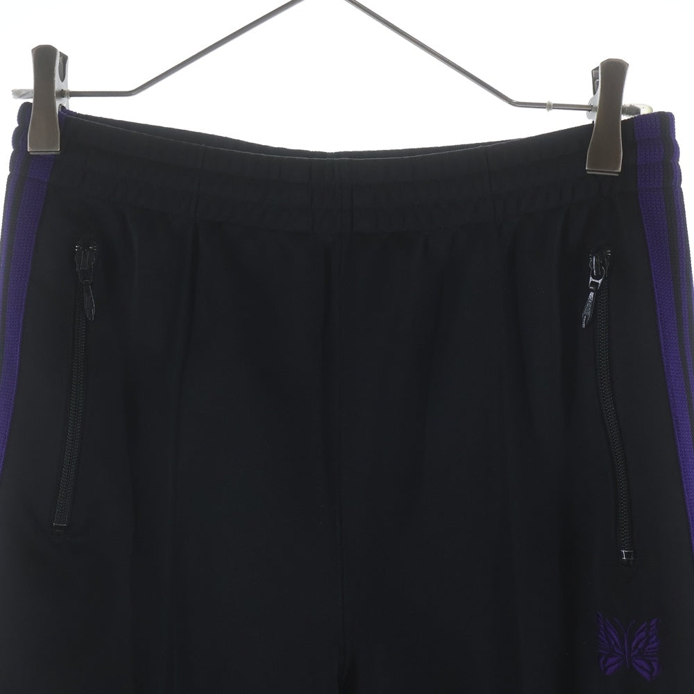 Needles(ニードルス) TRACK PANT POLY SMOOTH ポリスムーズ エンブロイダリーデザイン ドローストリング サイドライン トラックパンツ ブラック NS1622