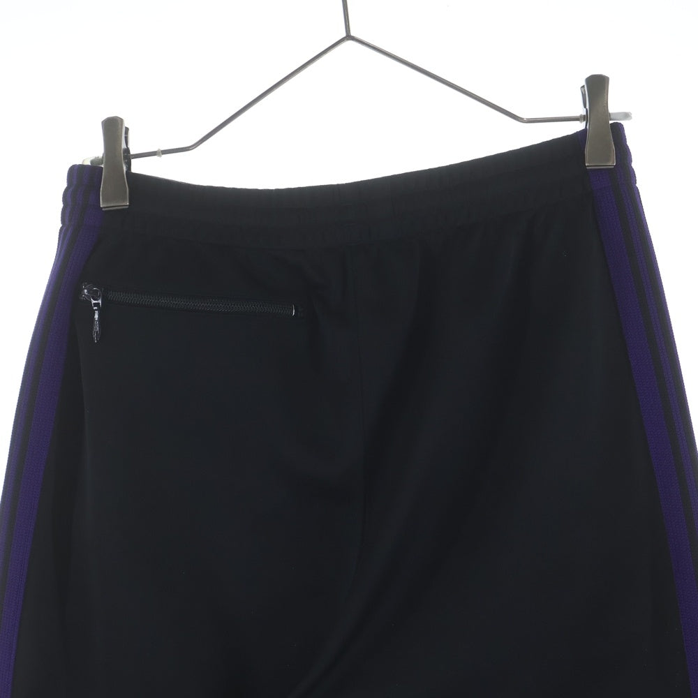 Needles(ニードルス) TRACK PANT POLY SMOOTH ポリスムーズ エンブロイダリーデザイン ドローストリング サイドライン トラックパンツ ブラック NS1622