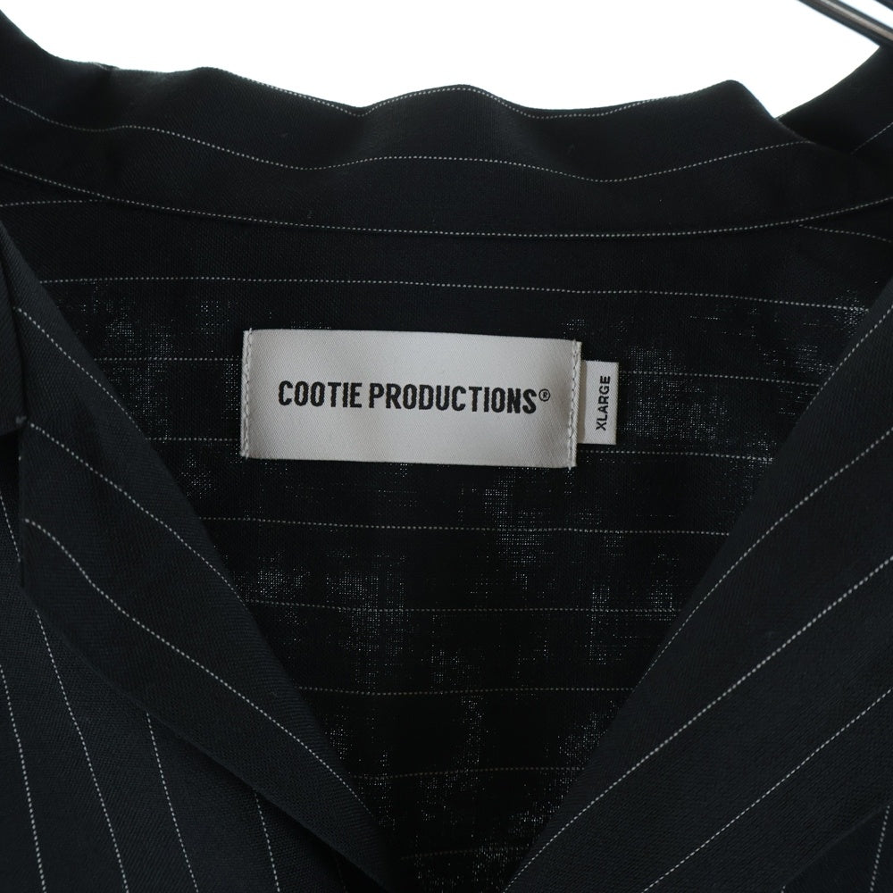 COOTIE PRODUCTIONS(クーティー プロダクションズ) 24AW T/W Open Collar L/S Shirt ストライプ オープンカラーシャツ 長袖シャツ ブラック CTE-24A402-STRIPE
