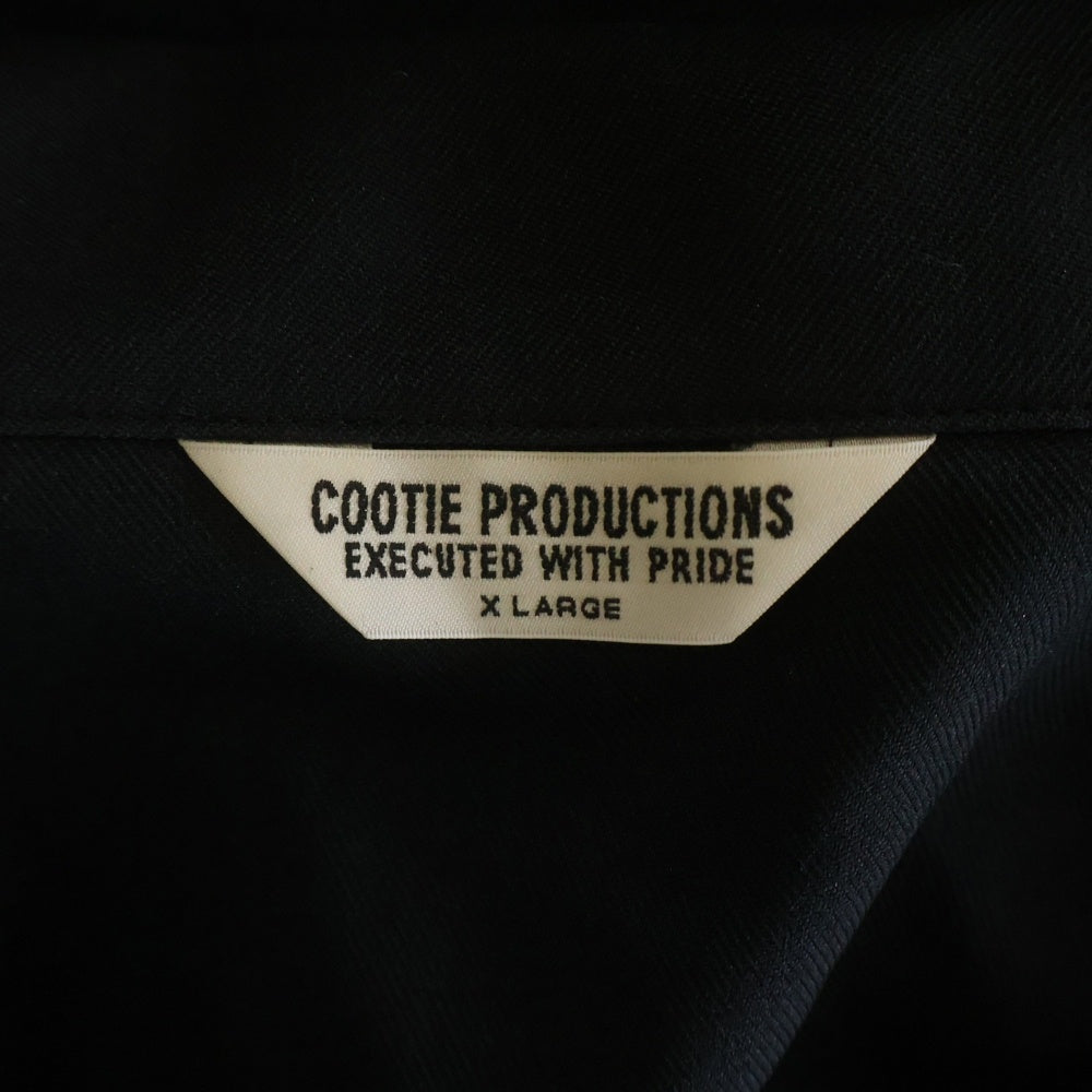 COOTIE PRODUCTIONS(クーティー プロダクションズ) 22AW Polyester Twill Half Zip Work L/S Shirt ポリエステルツイル ハーフジップ長袖シャツ ワークシャツ ブラック CTE-22A406