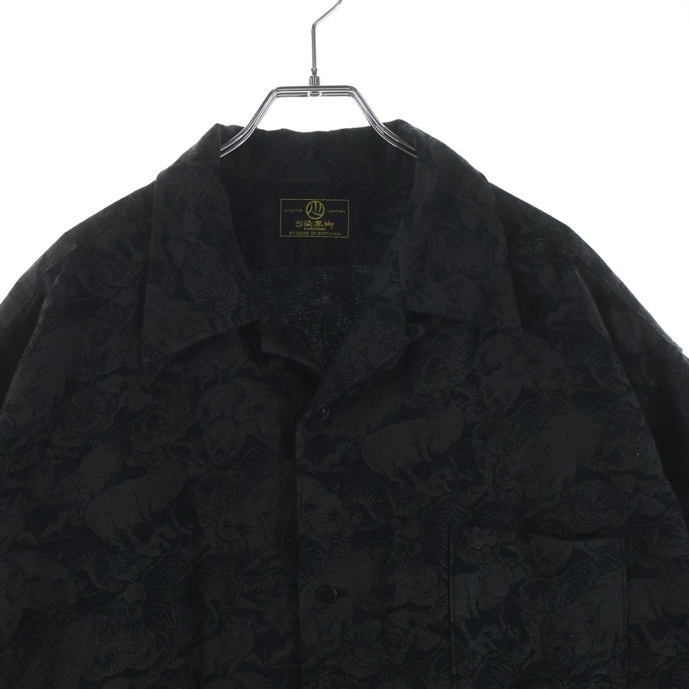 STUDIO D'ARTISAN(ステュディオダルチザン) 京黒紋付染 総柄デザイン 半袖シャツ ブラック