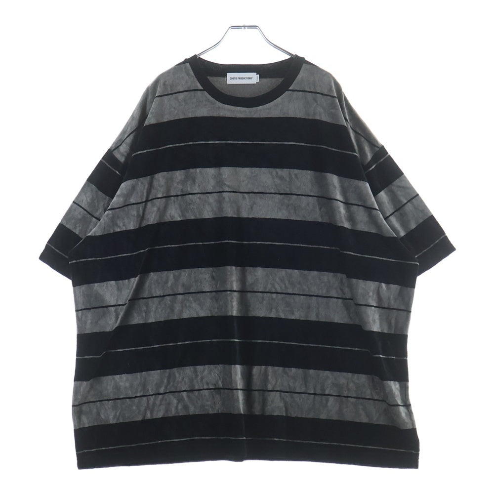 COOTIE PRODUCTIONS(クーティー プロダクションズ) 25SS Velour Border S/S Polo ベロア ボーダー 半袖Tシャツ カットソー グレー CTE-25S329