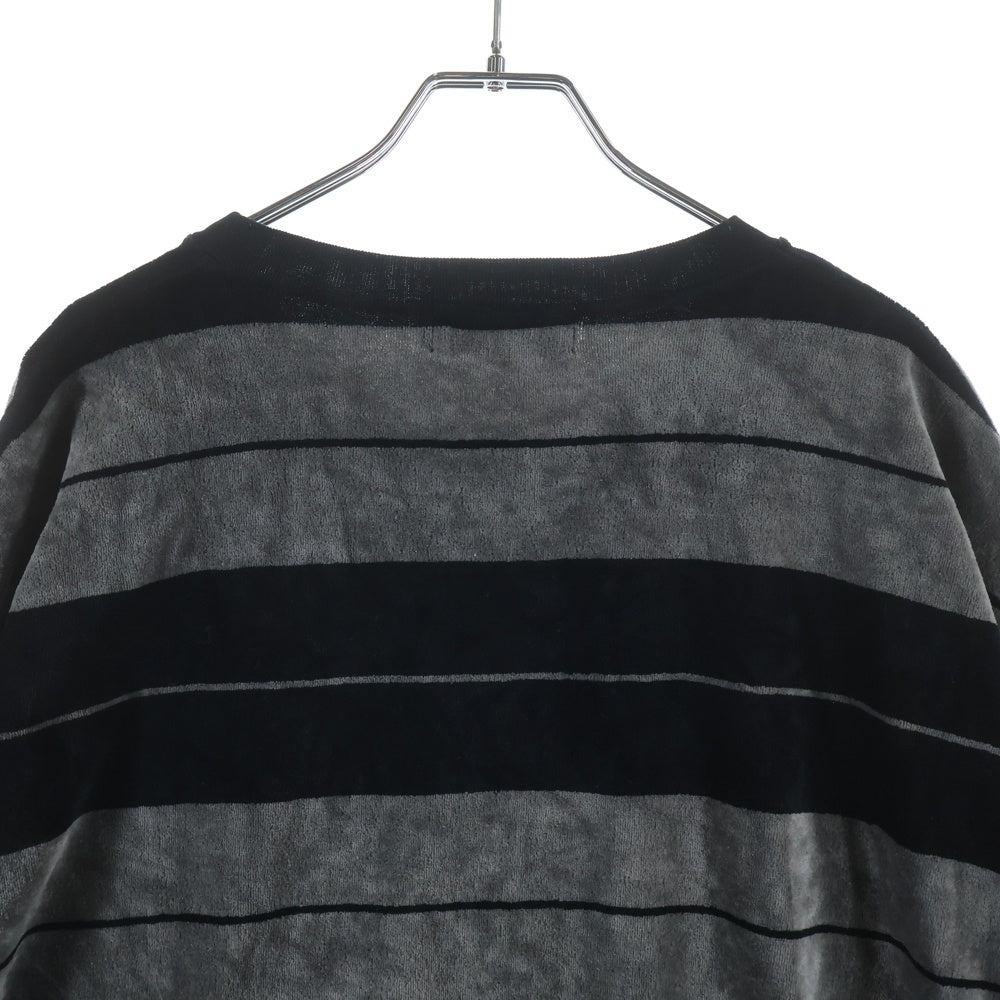 COOTIE PRODUCTIONS(クーティー プロダクションズ) 25SS Velour Border S/S Polo ベロア ボーダー 半袖Tシャツ カットソー グレー CTE-25S329