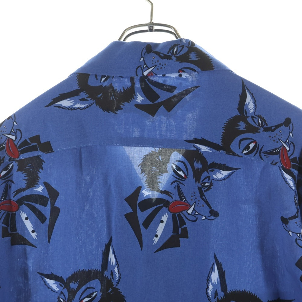 weirdo(ウィアード) VOODOO HEAD - L/S SHIRTS 総柄デザイン 長袖シャツ ブルー WRD-23-SS-07