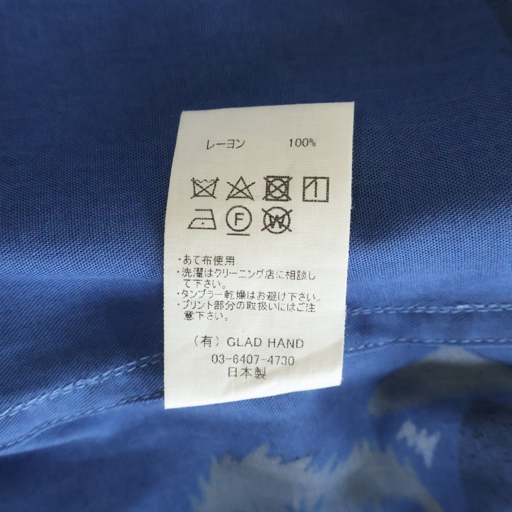 weirdo(ウィアード) VOODOO HEAD - L/S SHIRTS 総柄デザイン 長袖シャツ ブルー WRD-23-SS-07