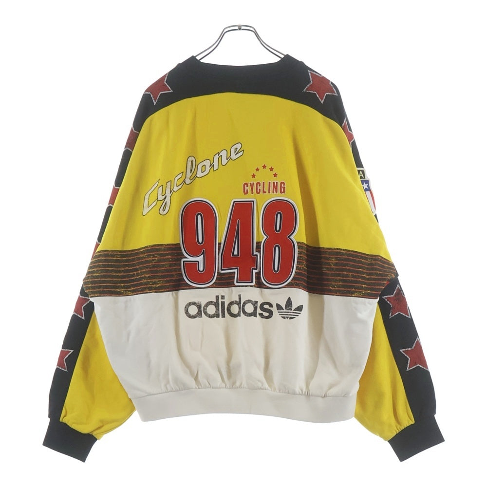 adidas(アディダス) Crew Sweatshirt プリントデザイン クルーネックスウェット トレーナー イエロー KG3145