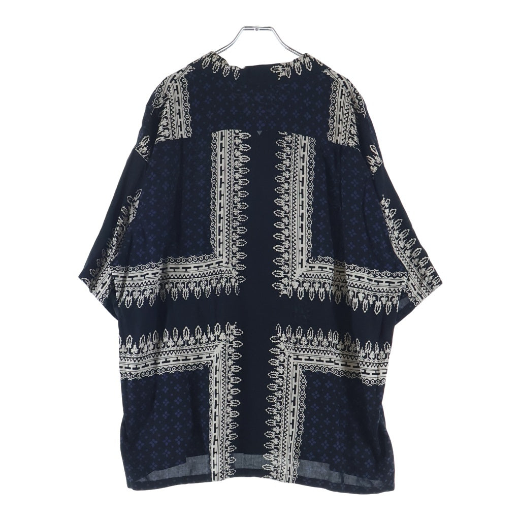 COOTIE PRODUCTIONS(クーティー プロダクションズ) 22SS Rayon Open Collar S/S Shirt バンダナ 総柄デザイン レーヨン 半袖シャツ ネイビー CTE-22S408