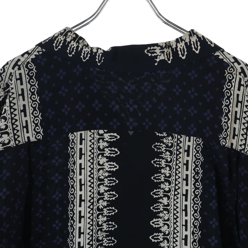 COOTIE PRODUCTIONS(クーティー プロダクションズ) 22SS Rayon Open Collar S/S Shirt バンダナ 総柄デザイン レーヨン 半袖シャツ ネイビー CTE-22S408