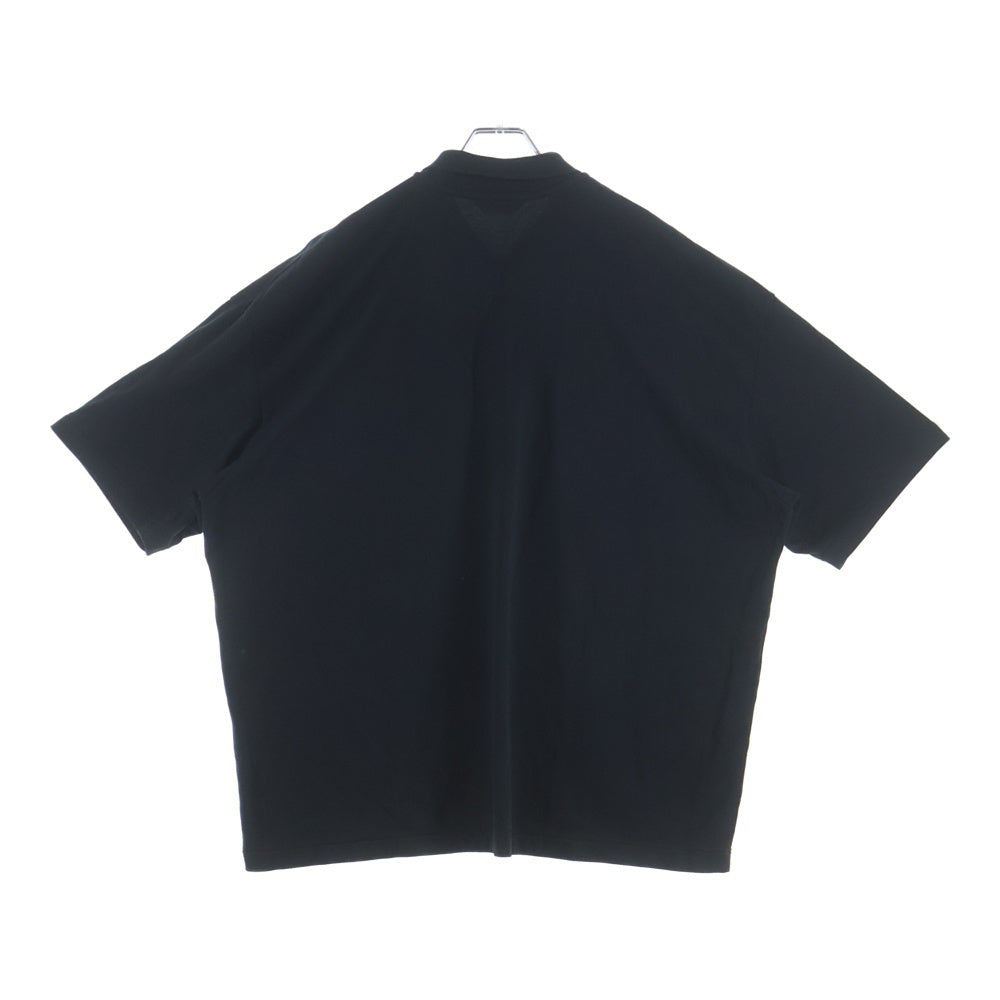 COOTIE PRODUCTIONS(クーティー プロダクションズ) 23SS Polyester Twill Fly Front S/S Shirt フロントロゴ刺繍 ツイルフライ半袖シャツ ポロシャツ ブラック CTE-23S408