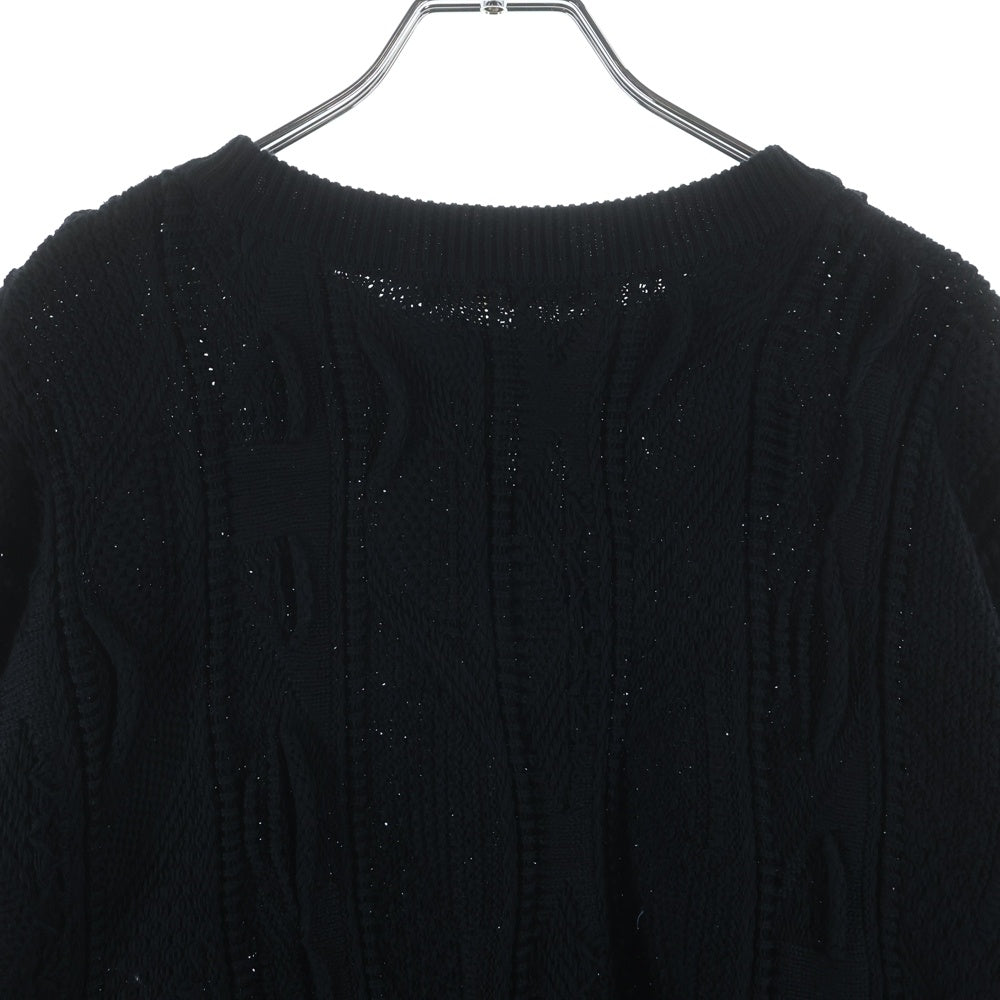 COOTIE PRODUCTIONS(クーティー プロダクションズ) 23SS 3D Jacquard Knit L/S Crew ジャガード クルーネックニット セーター ブラック CTE-23S324