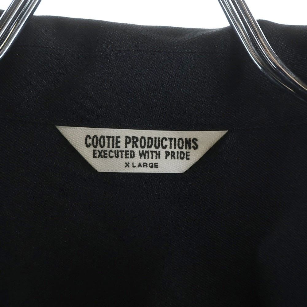 COOTIE PRODUCTIONS(クーティー プロダクションズ) 23SS Polyester Twill Fly Front S/S Shirt ロゴ刺繍 ポリエステルツイルフライ 半袖シャツ ブラック CTE-23S408
