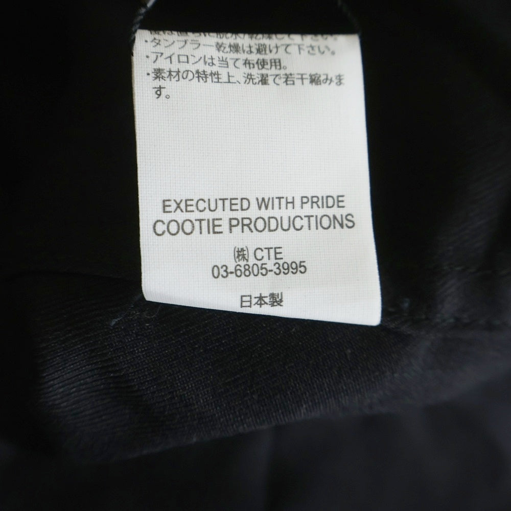 COOTIE PRODUCTIONS(クーティー プロダクションズ) 23SS Polyester Twill Fly Front S/S Shirt ロゴ刺繍 ポリエステルツイルフライ 半袖シャツ ブラック CTE-23S408