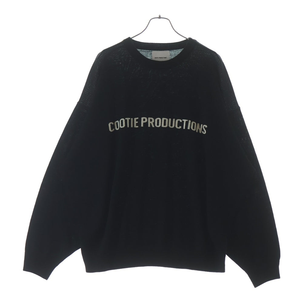 COOTIE PRODUCTIONS(クーティー プロダクションズ) 25AW Intarsia Crew Sweater フロントロゴジャガード クルーネックニット セーター ブラック CTE-25A323
