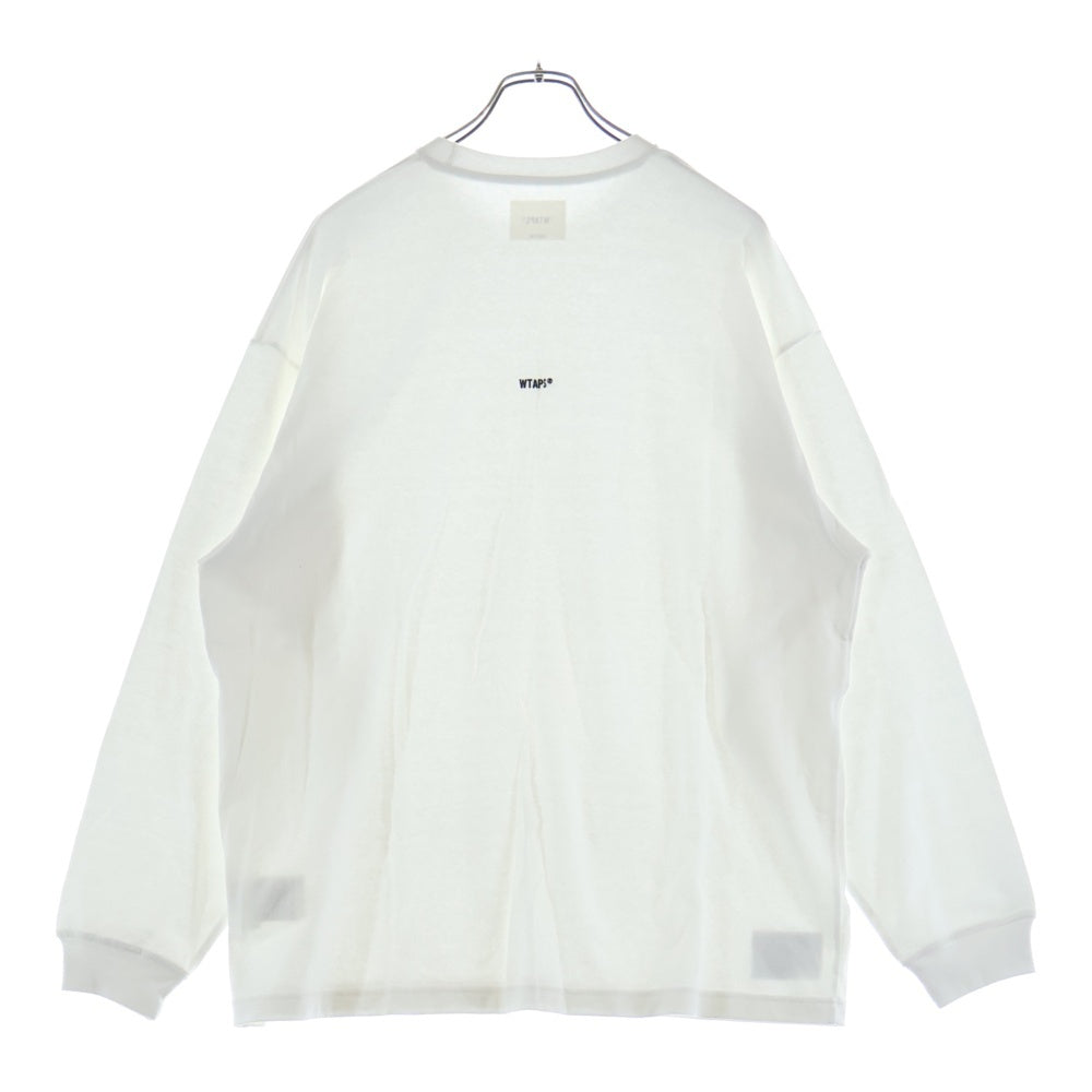 WTAPS(ダブルタップス) Sign L/S Cotton ロゴ刺繍 長袖Tシャツ ロンT カットソー ホワイト 251ATDT-CSM09
