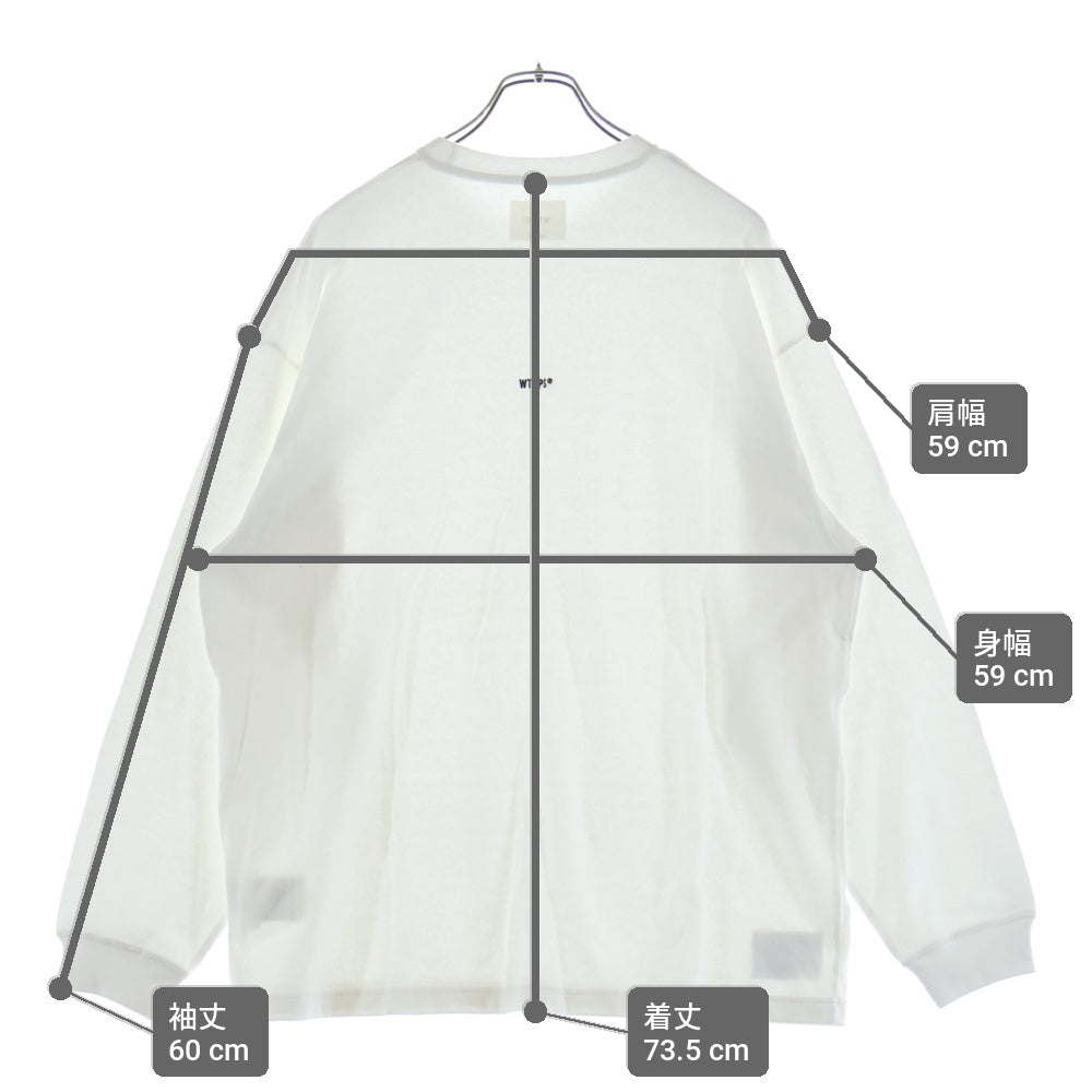 WTAPS(ダブルタップス) Sign L/S Cotton ロゴ刺繍 長袖Tシャツ ロンT カットソー ホワイト 251ATDT-CSM09