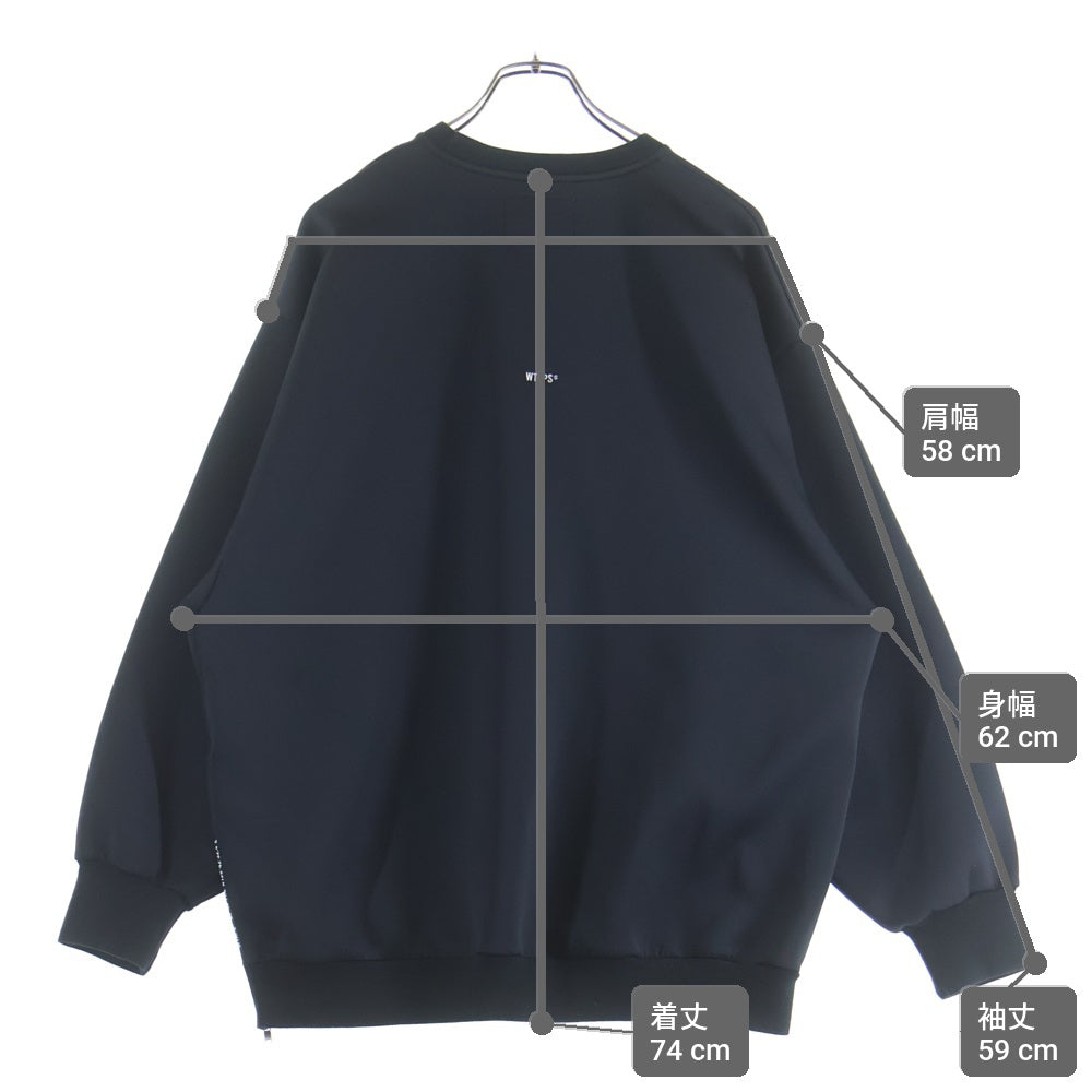 WTAPS(ダブルタップス) 23SS WOUND SWEATER RAPO SIGN ロゴパッチ クルーネックスウェット トレーナー ブラック 231ATDT-CSM07