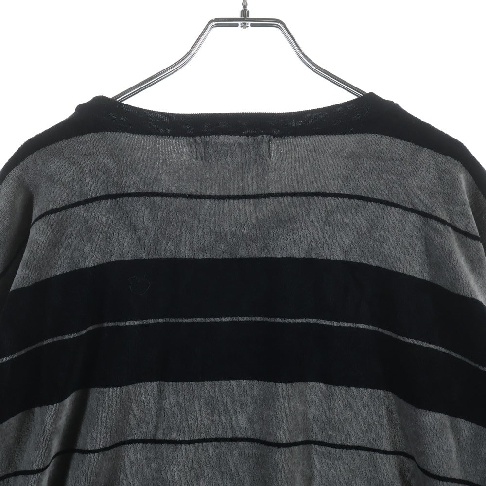 COOTIE PRODUCTIONS(クーティー プロダクションズ) 25SS Velour Border L/S Tee ベロア ボーダー 長袖Tシャツ カットソー ブラック CTE-25S327