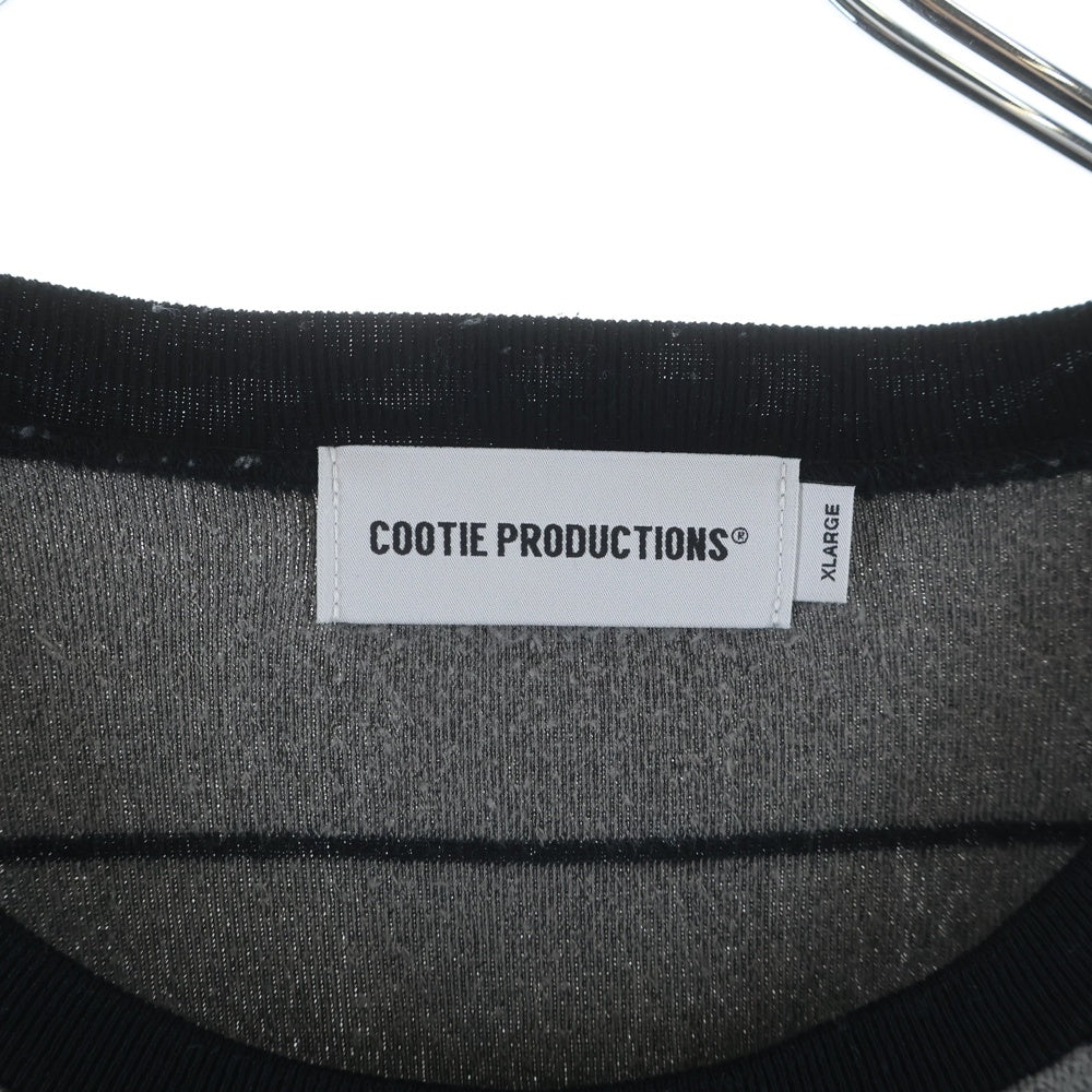 COOTIE PRODUCTIONS(クーティー プロダクションズ) 25SS Velour Border L/S Tee ベロア ボーダー 長袖Tシャツ カットソー ブラック CTE-25S327