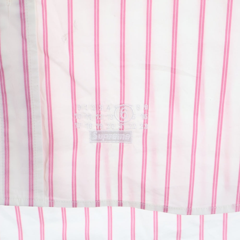 SUPREME(シュプリーム) 24SS ×MM6 Maison Margiela Stripe Shirt マルジェラ ストライプ長袖シャツ ピンク/ホワイト