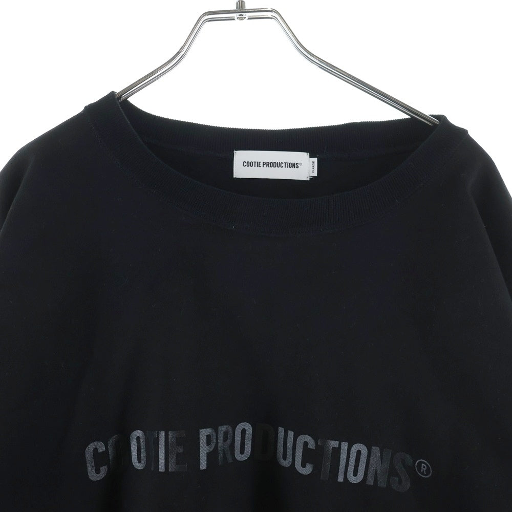 COOTIE PRODUCTIONS(クーティー プロダクションズ) 25AW Swallow Rib Sweat Crew フロントロゴ クルーネックスウェット トレーナー ブラック CTE-25A338