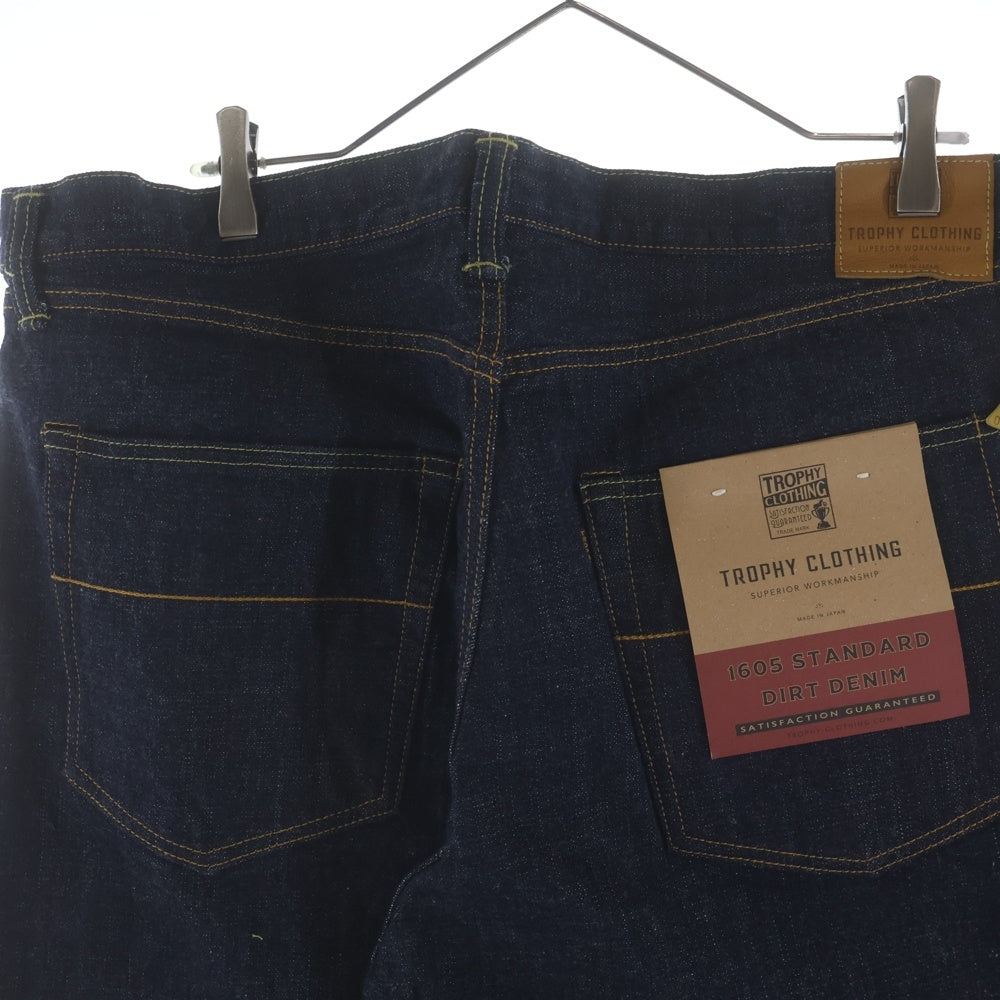 TROPHY CLOTHING(トロフィークロージング) 1605 Standard Dirt Denim ボタンフライ ストレートデニムパンツ ブルー